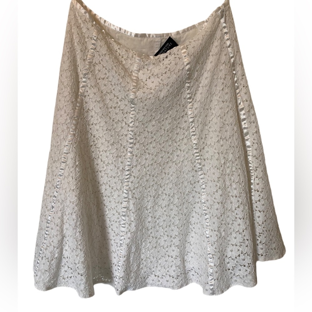 Y2k White Lace and Satin Skirt